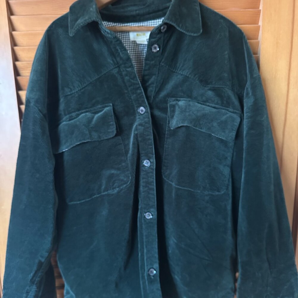 Maeve by Anthropology Women’s Corduroy Blue turquoise Button Down Size XL